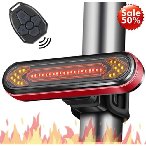 Bicycle Light USB Rechargeable Tail Light Warning Bike Rear Light Smart Wireless Remote Turn Signal Light LED Bicycle Lantern