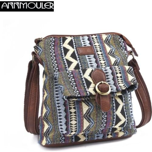Annmouler Vintage Women Shoulder Bag Fabric Crossbody Bag Brand Designer Handbag Purse Woman Messenger Bag Girls Tote Bag
