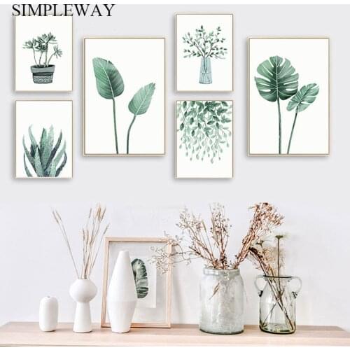 Green Plant Leaf Canvas Poster Minimalist Wall Art Botanical Print Painting Nordic Decoration Picture Modern Home Room Decor