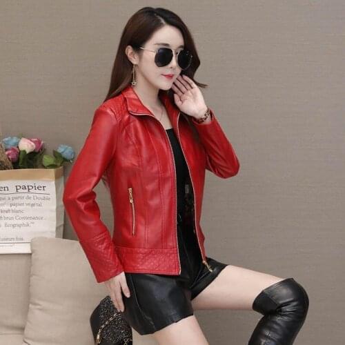 Large Size 4XL Leather Coat Women Jackets New 2021 Women Leather Jacket Short Slim Motorcycle PU Leather Clothing Female Black