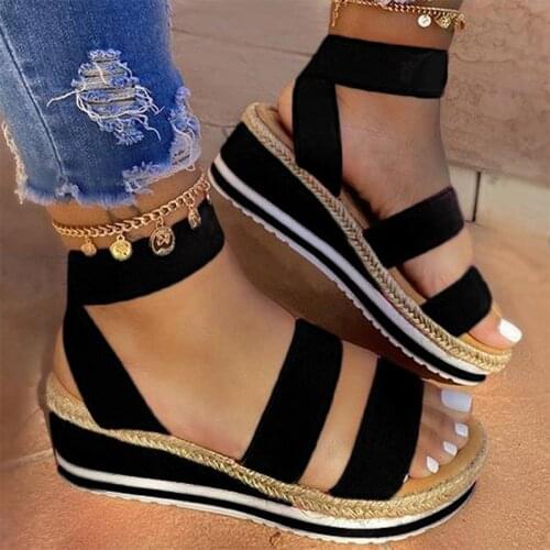 Women Sandals Summer Wedges Hemp Sandals Platform Heel Ladies Pumps Slip On Casual Womens Zandalias Female Shoes Fashion 2021