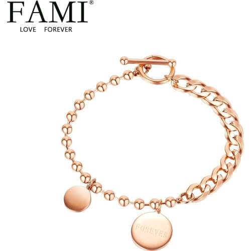 FAMI BRACELETS round brand irregular splicing chain womens bracelet Japan and South Korea new fashion versatile stainless steel