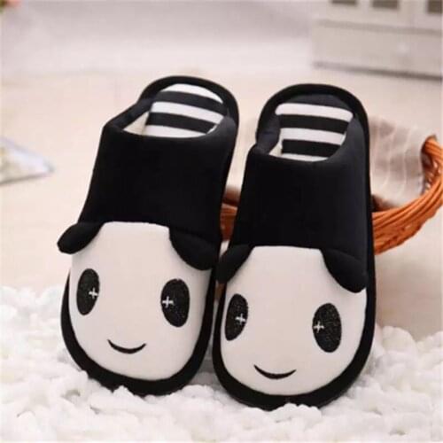 Winter New Warm Cotton Women Slippers Cartoon Panda Unisex Slippers Indoors Shallow Fashion Couple Flat Winter Slippers