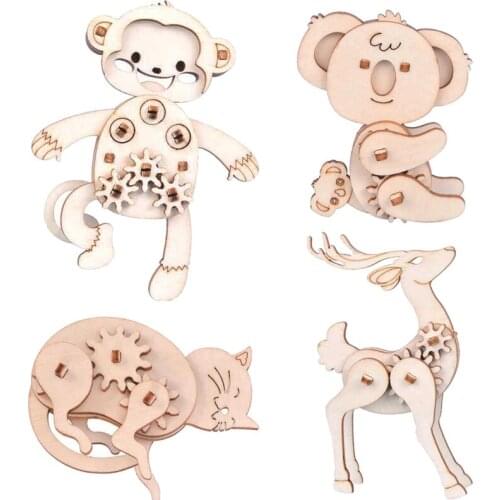 1Pcs Children 3D Animal Wooden Puzzle Jigsaw Toys for Kids Brain Training Intelligent Early Educational Toys Animal Puzzles Game