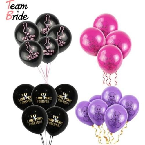 Team Bride 10Pcs Yay Same Penis Forever Balloon Bridal Shower Gold Penis Shape Word Balloon Hen Bachelorette Party Decoration