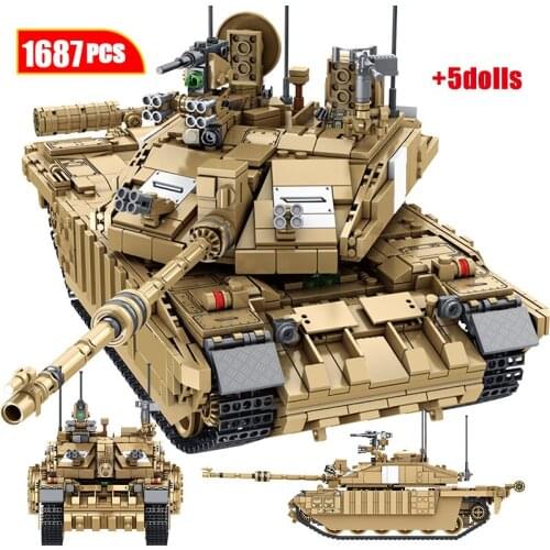 1687PCS Main Battle Tank Model Building Blocks Military Challenger 2 For WW2 Army Soldier Figures Bicks Toys For Boys
