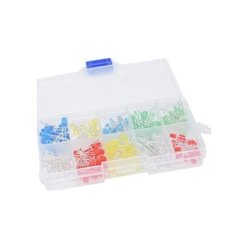 200PC/Lot 3MM 5MM Led Kit With Box Mixed Color Red Green Yellow Blue White Light Emitting Diode Assortment 20PCS Each New