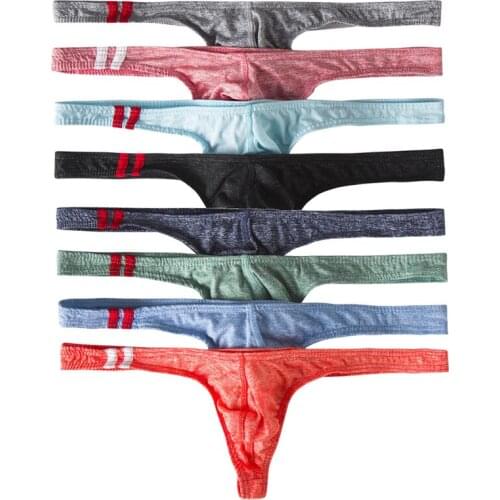 4/8PCS Cotton Sexy Mens Underwear Sexy Briefs Thongs Solid Men Soft Underpants Underwear Mens Sissy Panties G-Strings Men Briefs