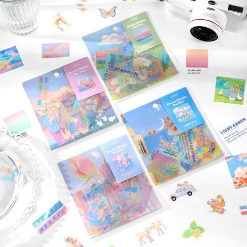 40pcs/lot INS Scrapbooking material Stickers aesthetic Decorative DIY Diary Album Collage Creativity Gradient color Sticker