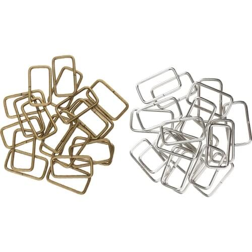 40Pieces Metal Square Buckle Bag Strap Connector Webbing Rings DIY Bag Craft