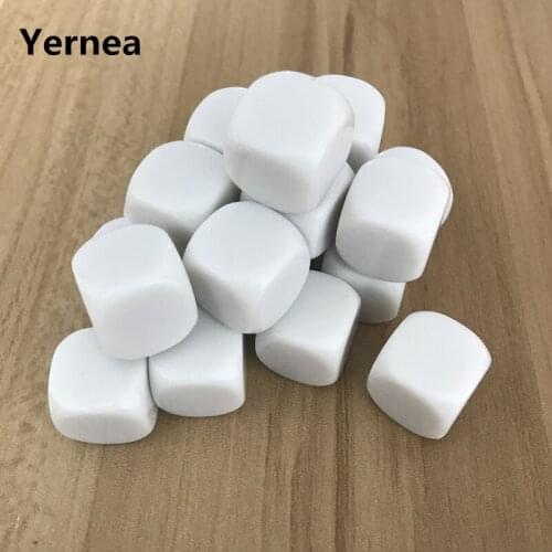 Children Teaching 50/100/200 Pcs/Lot 16mm Blank Dice D6 Acrylic White Rounded Corner Blank Dice Write And Carving Boardgame