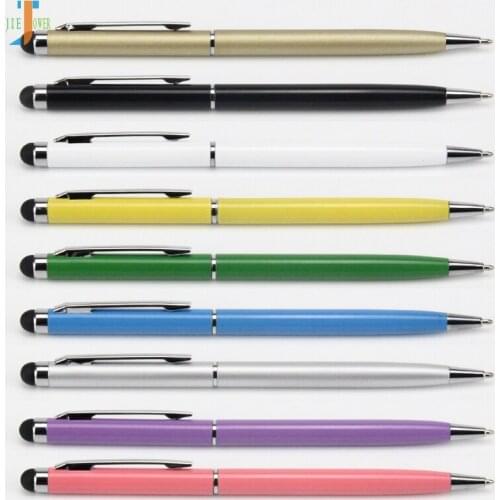 500pcs/lot Universal 2 In 1 Rotating Ball Pen Capacitive Metal Stylus Touch Pen for Ipad Iphone Tablet PC Samsung Wholesale