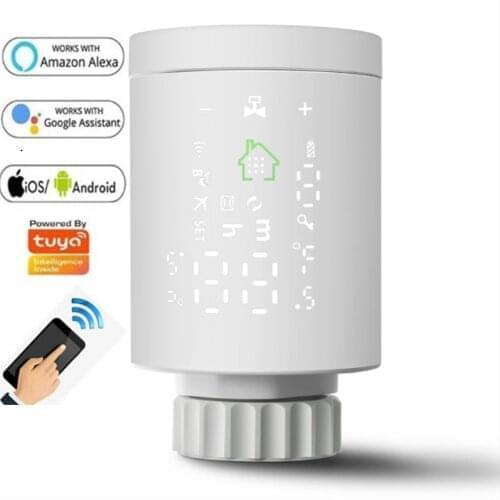 Alexa Tuya Smart Life Temperature Controller Touch Screen Intelligent Head Thermostatic Radiator