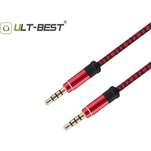 ULT-Best Audio Jack 3.5mm 4 Pole Connector Premium Version 3.5mm Jack Plug Audio AUX Cable With Nylon For Ipod Headphone MP3