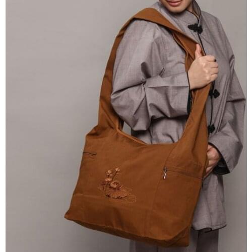 2color buddhist lay canvas package shaolin monk kung fu bag Buddha monks buddhism zen arhat bagscoffee/yellow