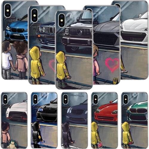 Boy See Sports Car Jdm Drift Phone Case For iPhone 11 12 Pro XS XR X Max 7 8 6 6S Plus Mini + 5 SE Pattern Customized Coque Cove