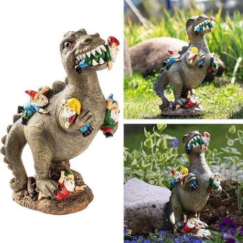 Dinosaur Eating Gnomes Garden Art Outdoor For Fall Winter Garden Decor Outdoor Garden Ornament Dinosaur Decoration Dropshipping