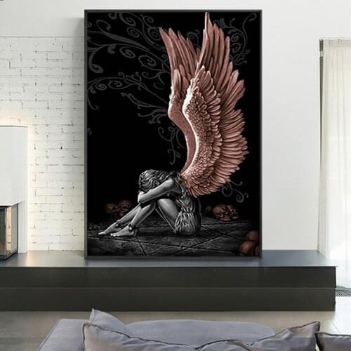 High Definition Printing Angels And Demons Woman Wings Posters Painting Wall Art For Bar Living Room Teh Bedroom Home Decoratie