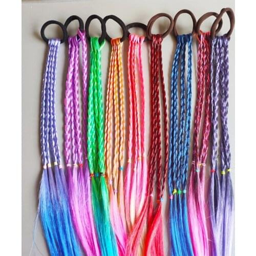 MISANANRYNE Girls Colorful Wigs Ponytail Hair Ornament Headbands Rubber Bands Beauty Hair Bands Headwear Kids Hair Accessories