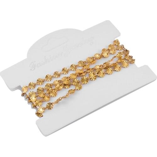 1 Meter Stainless Steel Round Disc Sun Flower Chains Gold Embossed Chains for Necklace Bracelet Anklet DIY Jewelry Making Suppli