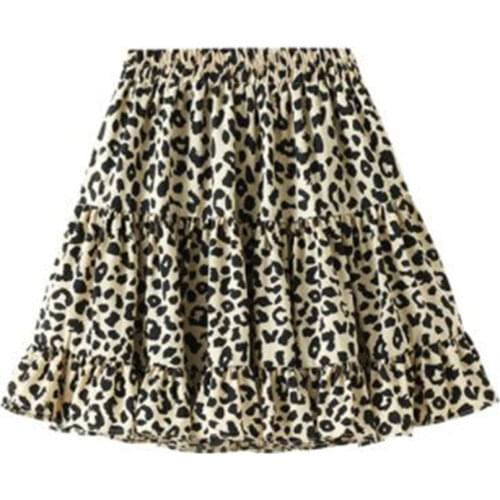 Summer Women Leopard Print Maxi Skirt Jupes Casual High Waist Zipper Ladies Party Draped Skirt Female Pleated Long Midi Skirt