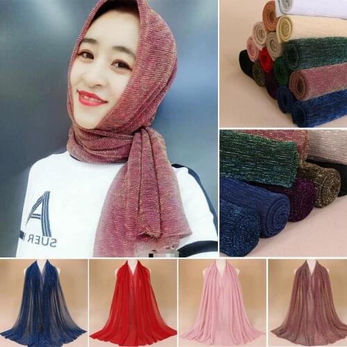 Fashion Muslim Women Long Scarf Hijab Shawl Wrap Headscarf Stole Scarves Islamic Turban Pashmina Wrinkle Cape Crinkle 200*75cm