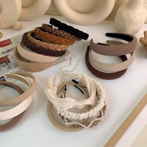 Solid Color Frosted Non-Slip Resin Hairband Headband Turban for Women Lady Thin Plastic Hair Hoop Hair Bands Accessories