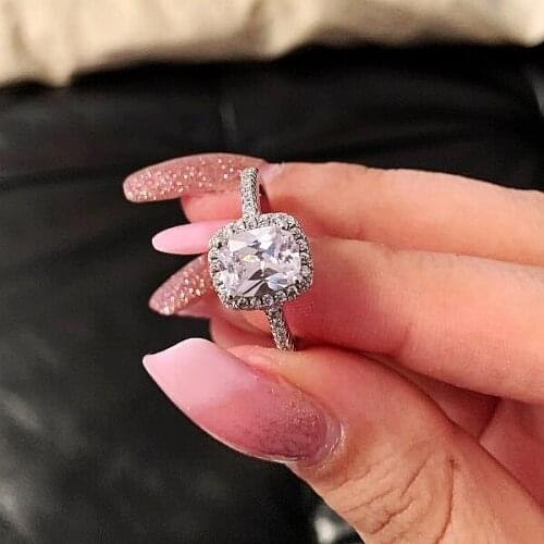 925 sterling Silver Engagement wedding Rings for Women ring set band finger promise Jewelry blue personalized