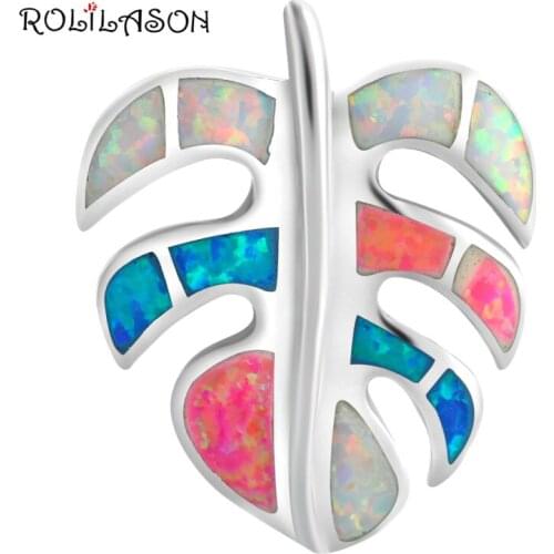 Wholesale Retail New Amazing Color Fire Opal Silver Stamped Necklace Pendants for women Fashion jewelry OP483