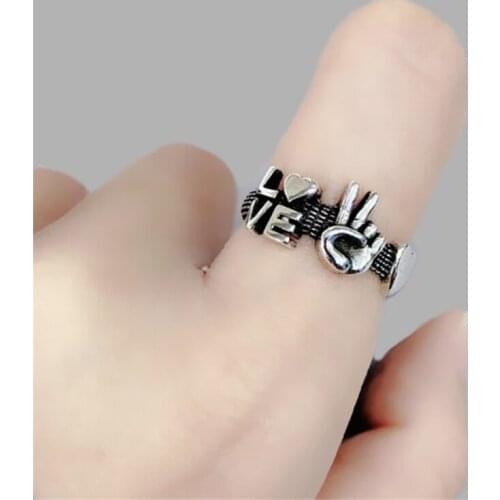 Wholesale Punk Vintage Rings Rock Paper Scissor Love Orthodox Goods Hiphop Female Gothic Fashion Womens Jewelry 2020