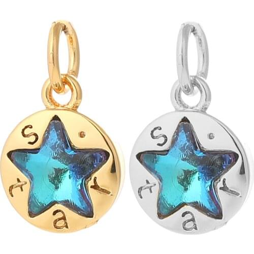 Imitation Gems Star Charms for Jewelry Making Supplies Gold Pendant Diy Earring Bracelet Necklace Charms Copper CZ Accessories
