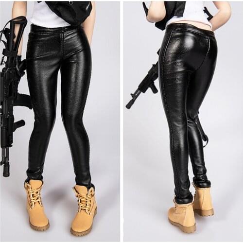 TYM033 1/6 Sexy Female Figure Black Leather Trousers Tight Pants/Elastic Pants Accessory Model for 12 inches Action Figure Body