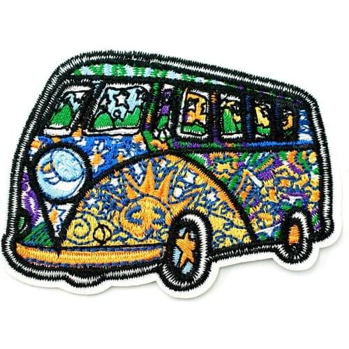 Bus Size:5.8x6.7cm Patch for Clothing Iron on Embroidered Sew Applique Cute Fabric Badge DIY Apparel Accessories