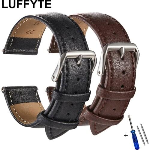 Cowhide Genuine Leather Watch Strap 18mm 20mm 22mm 24mm Replacement Leather Band for Smart Watch Wristband Bracelet Correas