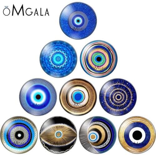 Lucky Turkish Greek Blue Eye evil eyes For jewelry 12mm/16mm/18mm/25mm Round photo glass cabochon demo flat back Making findings