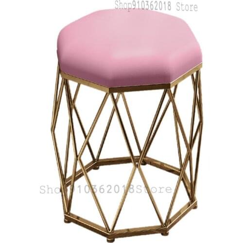 Nordic Ins Wind Chair Modern Minimalist Household Dressing Stool For Shoes Black Makeup Stool Golden Light Luxury Nail Chair