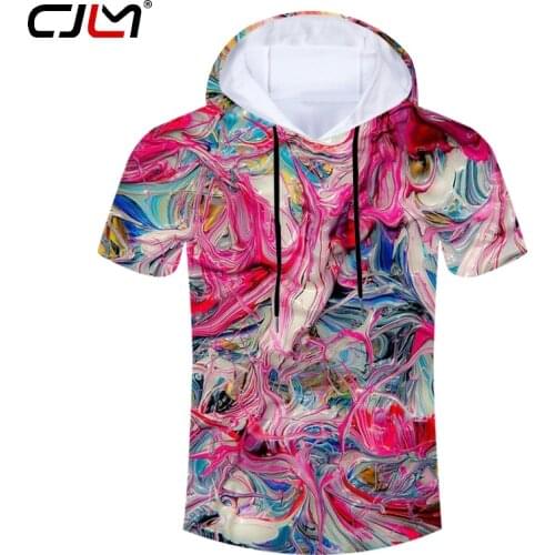 CJLM Stylish Cozy Loose Man Hooded Tshirt 3D Printed Colorful Vortex Mens Hoodies Tee Shirt Unisex Oversized T-shirt