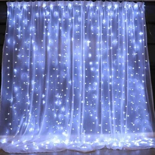 Solar 3X3M 300 LED Curtain String Lights Waterproof Outdoor Garden Patio Decoration Lights for Wedding Party Christmas