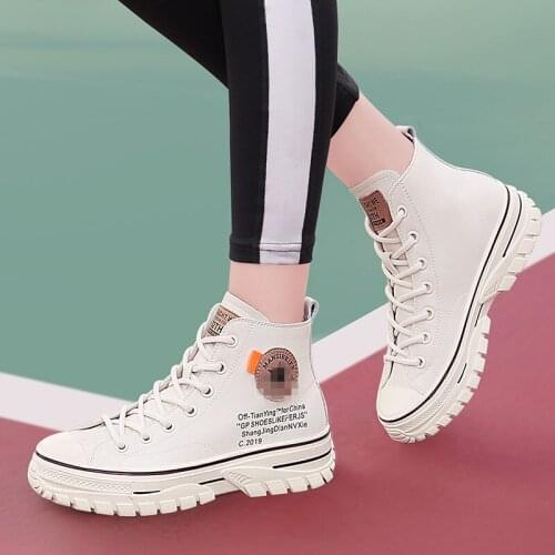 2021 Autumn New Style Women Casual Shoes Platform Sneakers PU Leather Shoes Woman High Top White Shoes Tenis Feminino Fashion