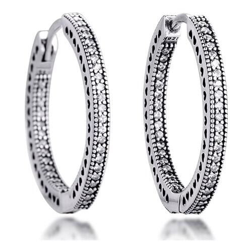 Earrings for Women Heart of Rings Hoop Earring Pendientes Kolczyki Aretes de Mujer Brincos 925 Sterling Silver Jewelry