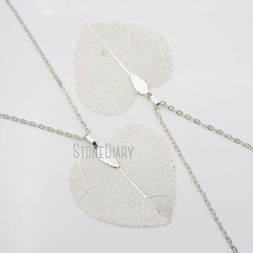 10Pcs Cercis Chinensis Leaf Chains Necklaces Silver Electroplated Heart Shaped Chains Necklaces 18-32inch NM15883