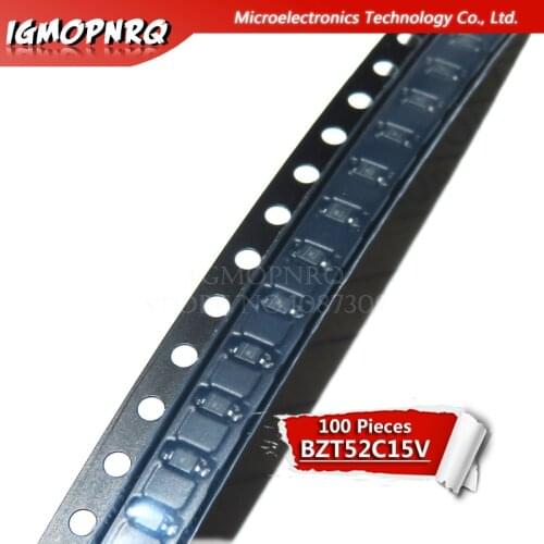 100pcs Zener diode BZT52C15V BZT52C SOD-323/123 WJ