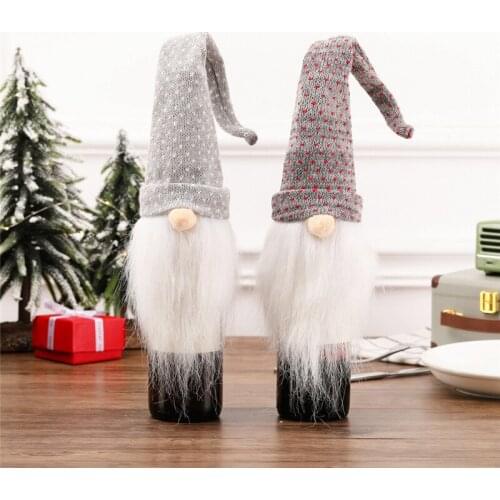 12 Pcs Christmas Wine Bottle Cover Long Hat Plush Gnome Wine Bottle Cap Topper Holiday Dining Table Decorations Wholesale X2
