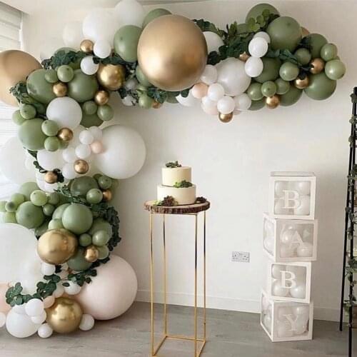 152Pcs Avocado Green Balloons Garland Arch Kit Retro Green Chorme Gold Latex Globos Birthday Valentine Wedding Party Decors 2021