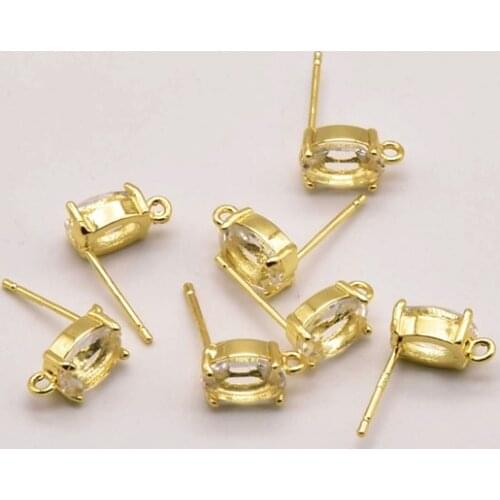 2 pair 11mm*6mm Egg-Shaped Natural Resin Material 925 Sterling Silver Stud Earrings For Diy Jewelry Making Supplies JA0147