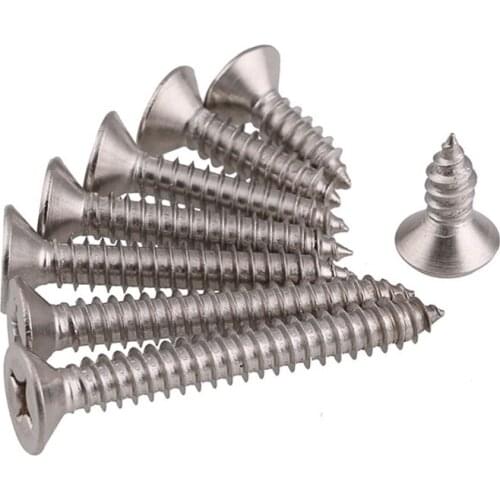 50pcs/lot 304 Stainless Steel Countersunk Head Self Tapping Screw Phillips Flat Head Self Tapping Wood Screw M1/M2/M3/M3.5