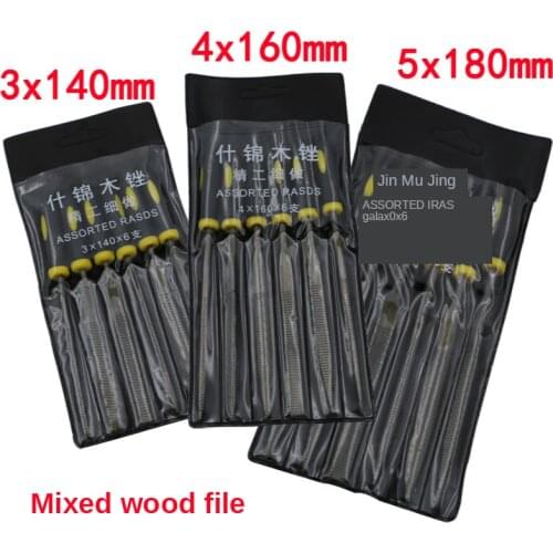 5x180mm 4x160mm 3x140mm 6PC Needle Files Metal File Rasp Set For Wood Metal Carving Burr DIY Craft Carpenter Woodworking Tools