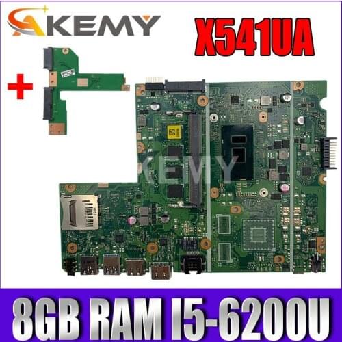 Akemy New! For Asus X541UA X541UAK X541UVK X541UJ X541UV F541U R541U motherboard laptop motherboard8GB RAM I5-6200U/I5-6198U
