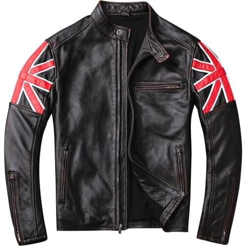 Free shipping.2019 new Mens vintage motor style,Plus size cowhide Jacket,fashion genuine Leather jacket. slim leather coat