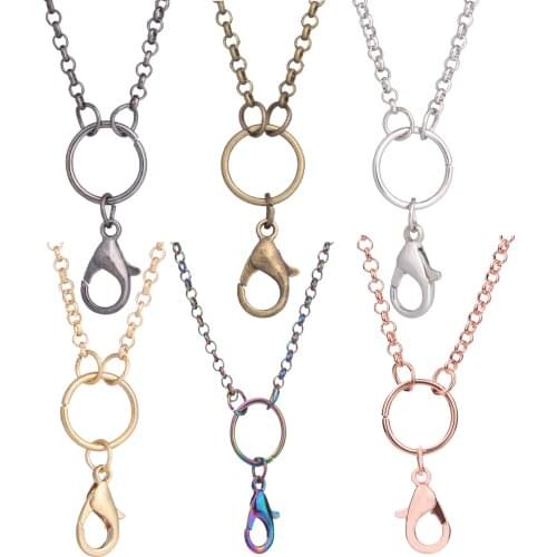 10pcs/lot 55-70cm 2.5mm width 6 Colors copper Link Rolo Chain long Necklace Chain For Floating locket pendant DIY Jewelry Making